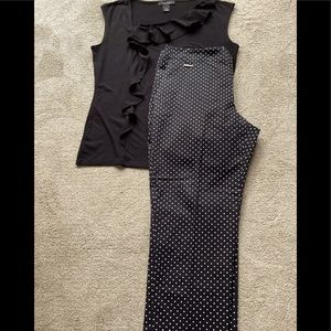 Ralph Lauren L-R-L  Lauren Active black and white poka dot slacks